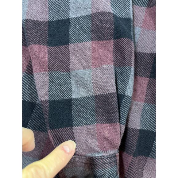 Orvis Men’s Medium Black Maroon Heavy Flannel Long Sleeve Button Front Shirt - Picture 9 of 11